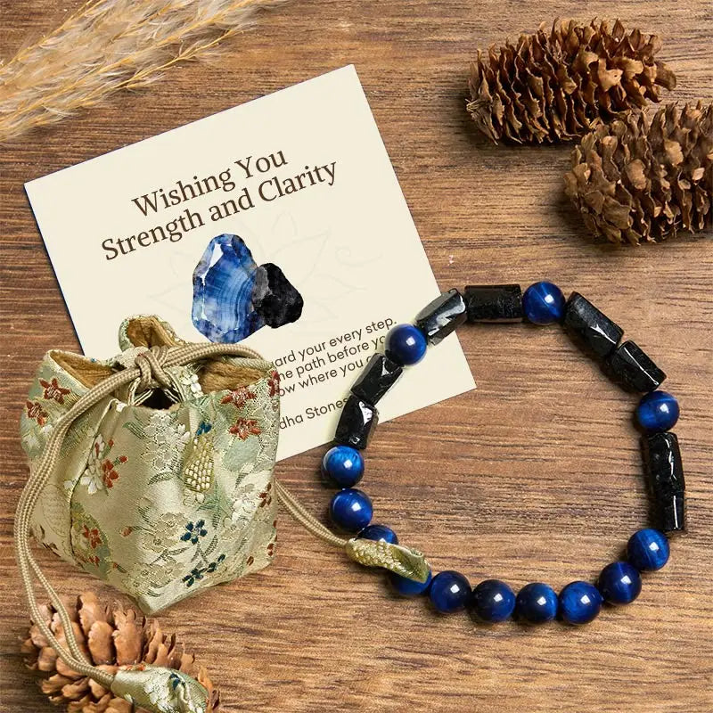 Fortune Jewel "Wishing You Strength and Clarity" Blue Tiger Eye Bracelet Includes Gift Message Card Fortune Jewel