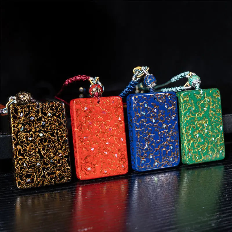 Fortune Jewel Handcrafted Lacquer Craft Sandalwood Protection Pendant Necklace Fortune Jewel