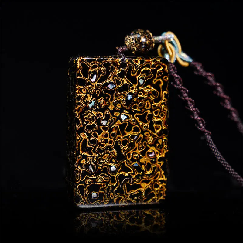 Fortune Jewel Handcrafted Lacquer Craft Sandalwood Protection Pendant Necklace Fortune Jewel