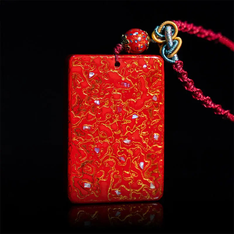 Fortune Jewel Handcrafted Lacquer Craft Sandalwood Protection Pendant Necklace Fortune Jewel