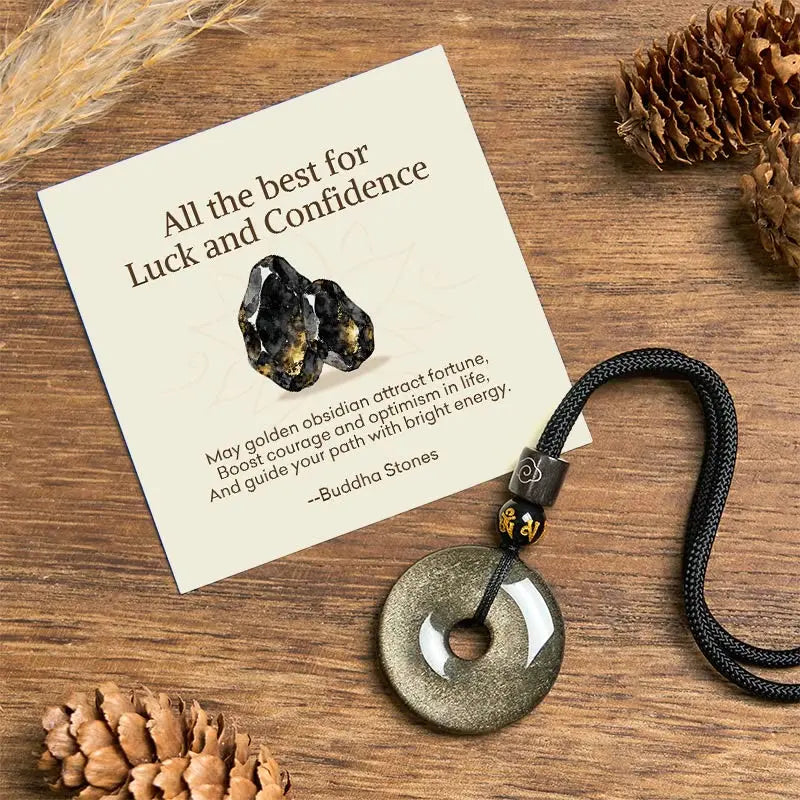 Fortune Jewel "All the best for Luck and Confidence" Obsidian Necklace Includes Gift Message Card Fortune Jewel