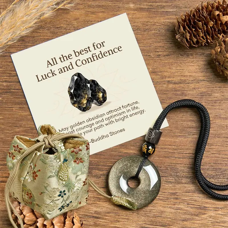 Fortune Jewel "All the best for Luck and Confidence" Obsidian Necklace Includes Gift Message Card Fortune Jewel