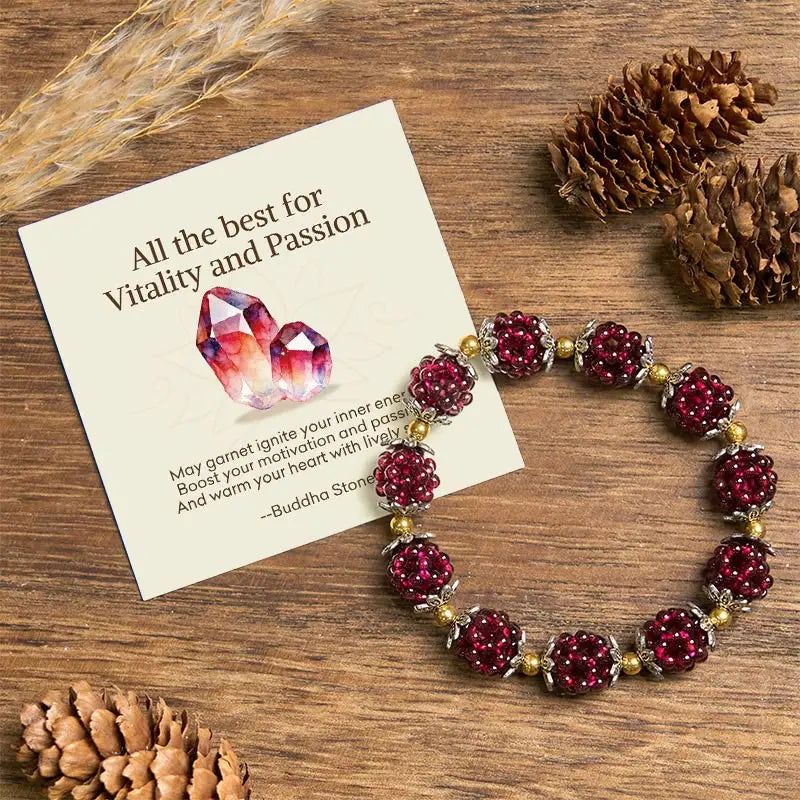 Fortune Jewel "All the best for Vitality and Passion" Garnet Bracelet Includes Gift Message Card Fortune Jewel