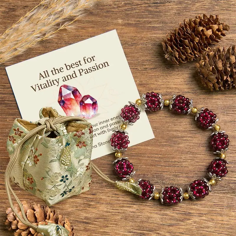 Fortune Jewel "All the best for Vitality and Passion" Garnet Bracelet Includes Gift Message Card Fortune Jewel