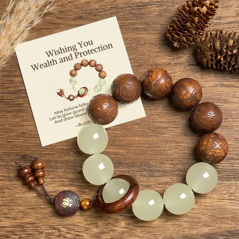 Fortune Jewel "Wishing You Wealth and Protection" Sappan Wood Bracelet Includes Gift Message Card Fortune Jewel