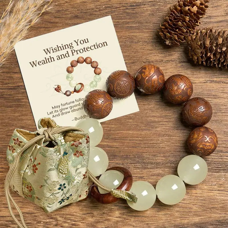 Fortune Jewel "Wishing You Wealth and Protection" Sappan Wood Bracelet Includes Gift Message Card Fortune Jewel