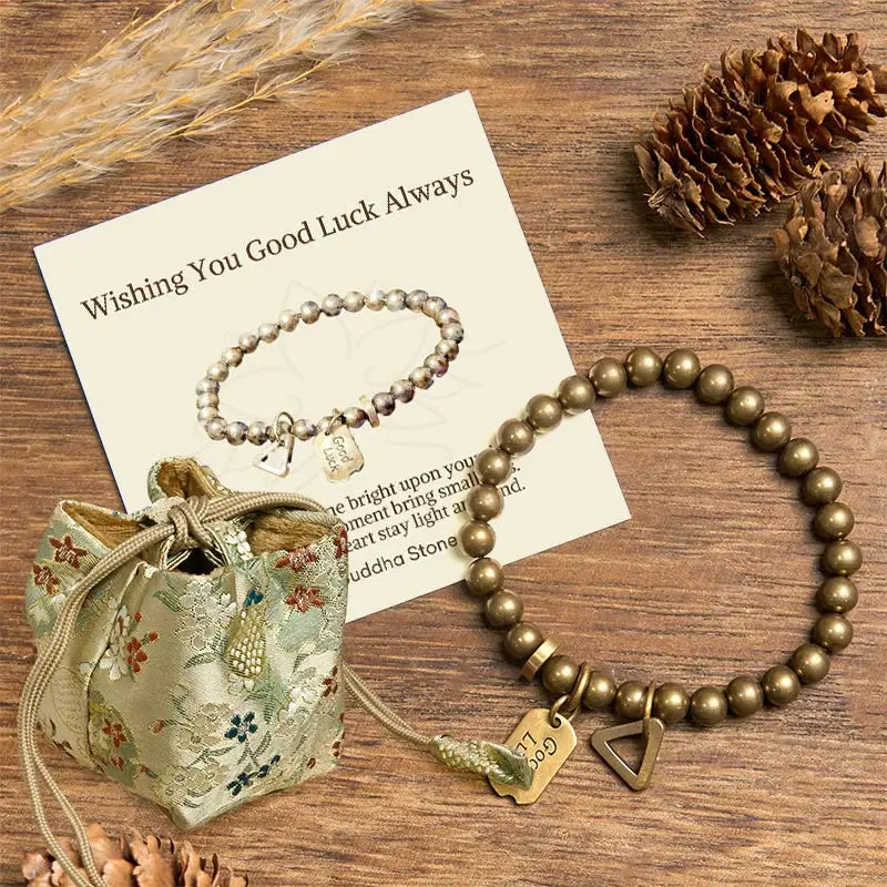 Fortune Jewel "Wishing You Good Luck Always" Pure Copper Brass Bracelet Includes Gift Message Card Fortune Jewel