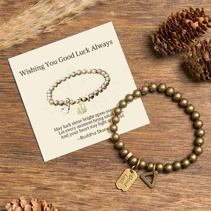 Fortune Jewel "Wishing You Good Luck Always" Pure Copper Brass Bracelet Includes Gift Message Card Fortune Jewel