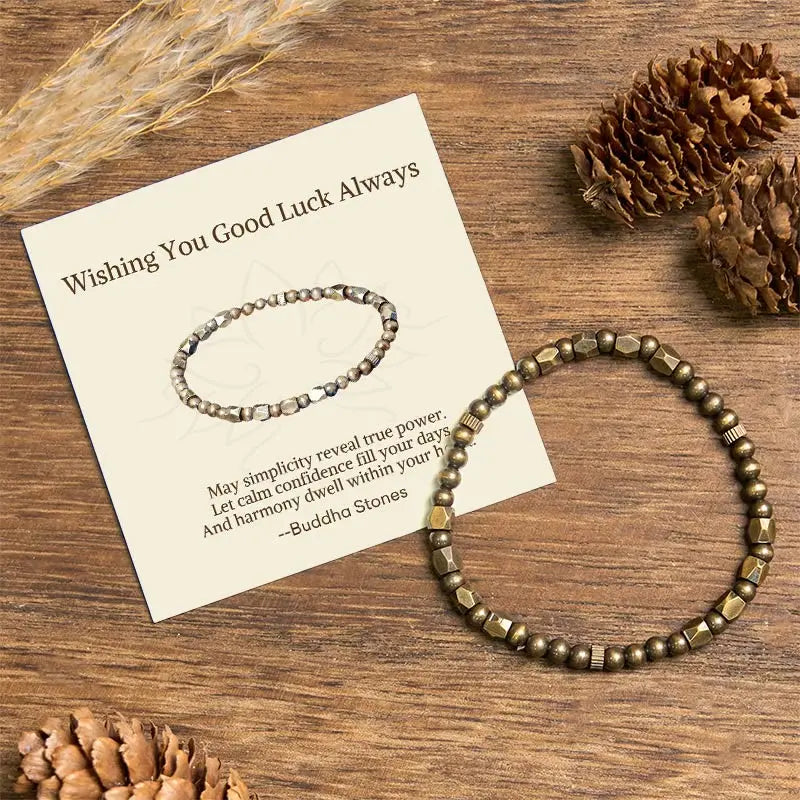 Fortune Jewel "Wishing You Balance and Strength" Brass Beads Bracelet Includes Gift Message Card Fortune Jewel