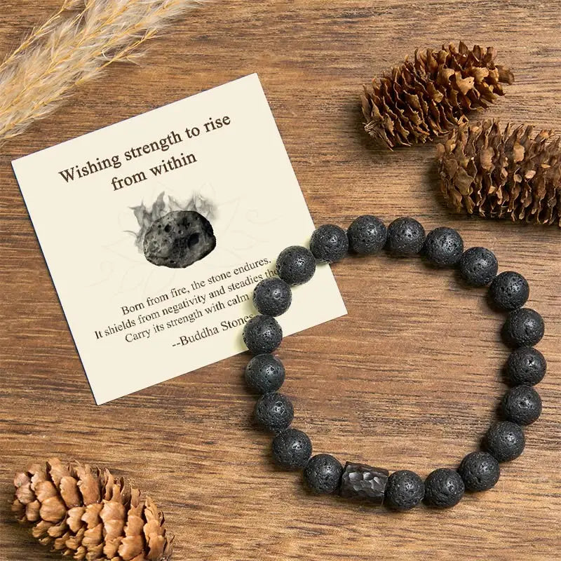 Fortune Jewel "Wishing Strength to Rise from Within" Lava Rock Bracelet Includes Gift Message Card Fortune Jewel