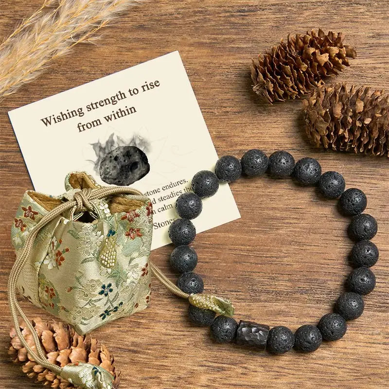 Fortune Jewel "Wishing Strength to Rise from Within" Lava Rock Bracelet Includes Gift Message Card Fortune Jewel