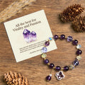 Buddha Stones "All the best for Calm and Wisdom" Amethyst Flower Bracelet Includes Gift Message Card Fortune Jewel