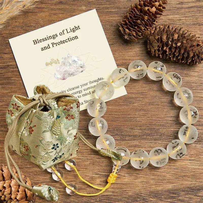 Fortune Jewel "Blessings of Light and Protection" White Crystal Bracelet Includes Gift Message Card Fortune Jewel