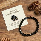 Buddha Stones "All the best for Luck and Confidence" Obsidian Bracelet Includes Gift Message Card Fortune Jewel