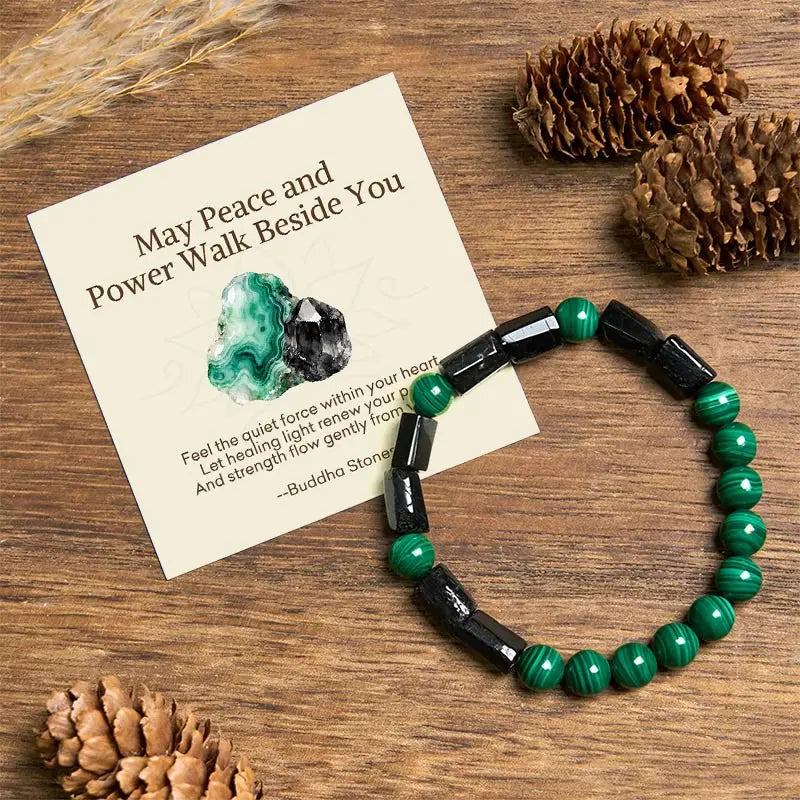 Fortune Jewel "May Peace and Power Walk Beside You" Malachite Bracelet Includes Gift Message Card Fortune Jewel