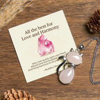 Buddha Stones "Wishing You Love and Kindness" Cat Rose Quartz Necklace Includes Gift Message Card Fortune Jewel