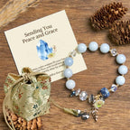 Fortune Jewel "Sending You Peace and Grace" Blue Crystal Flower Bracelet Includes Gift Message Card Fortune Jewel