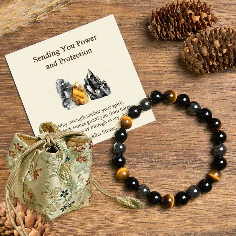 Fortune Jewel "Sending You Power and Protection" Tiger's Eye Bracelet Includes Gift Message Card Fortune Jewel