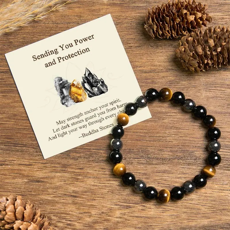 Fortune Jewel "Sending You Power and Protection" Tiger's Eye Bracelet Includes Gift Message Card Fortune Jewel