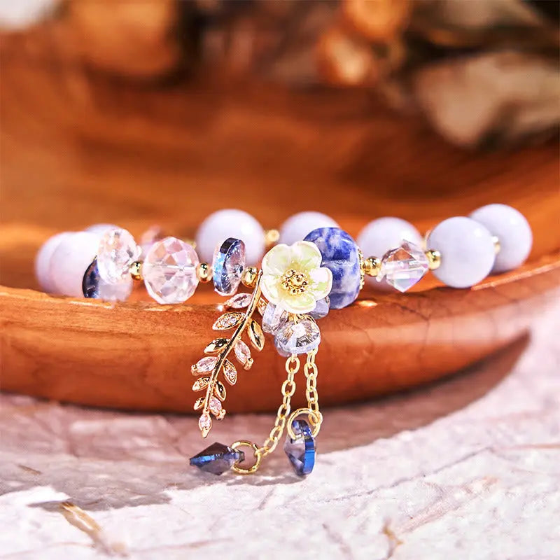Fortune Jewel "Sending You Peace and Grace" Blue Crystal Flower Bracelet Includes Gift Message Card Fortune Jewel