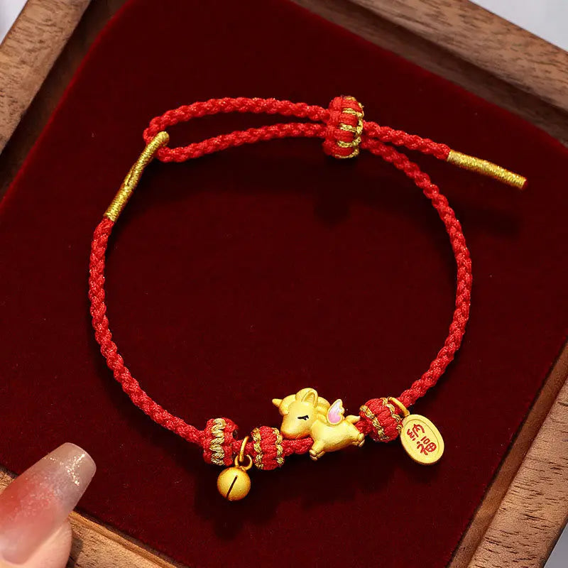 Fortune Jewel 925 Sterling Silver Year Of The Horse Lucky Fortune Red String Strength Bracelet Fortune Jewel