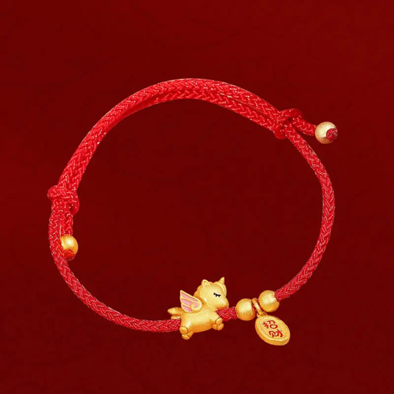 Fortune Jewel 925 Sterling Silver Year Of The Horse Lucky Fortune Red String Strength Bracelet Fortune Jewel