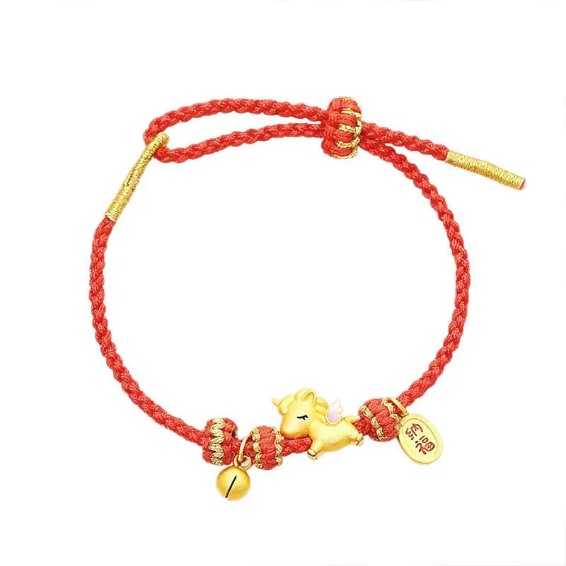 Fortune Jewel 925 Sterling Silver Year Of The Horse Lucky Fortune Red String Strength Bracelet Fortune Jewel