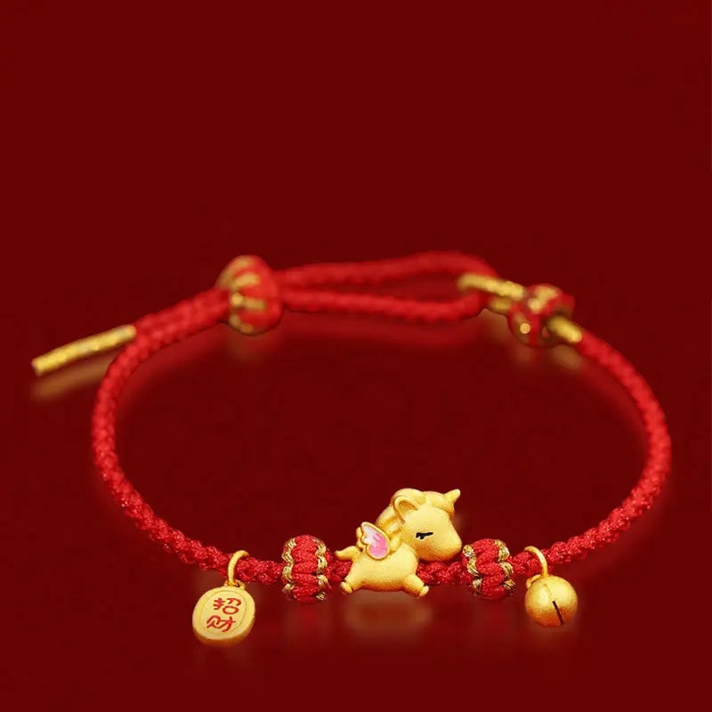 Fortune Jewel 925 Sterling Silver Year Of The Horse Lucky Fortune Red String Strength Bracelet Fortune Jewel
