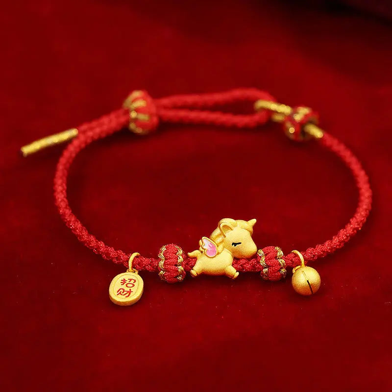 Fortune Jewel 925 Sterling Silver Year Of The Horse Lucky Fortune Red String Strength Bracelet Fortune Jewel