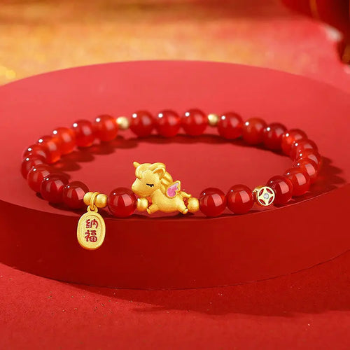 Buddha Stones 925 Sterling Silver Year Of The Horse Red Agate Lucky Fortune Confidence Bracelet Fortune Jewel