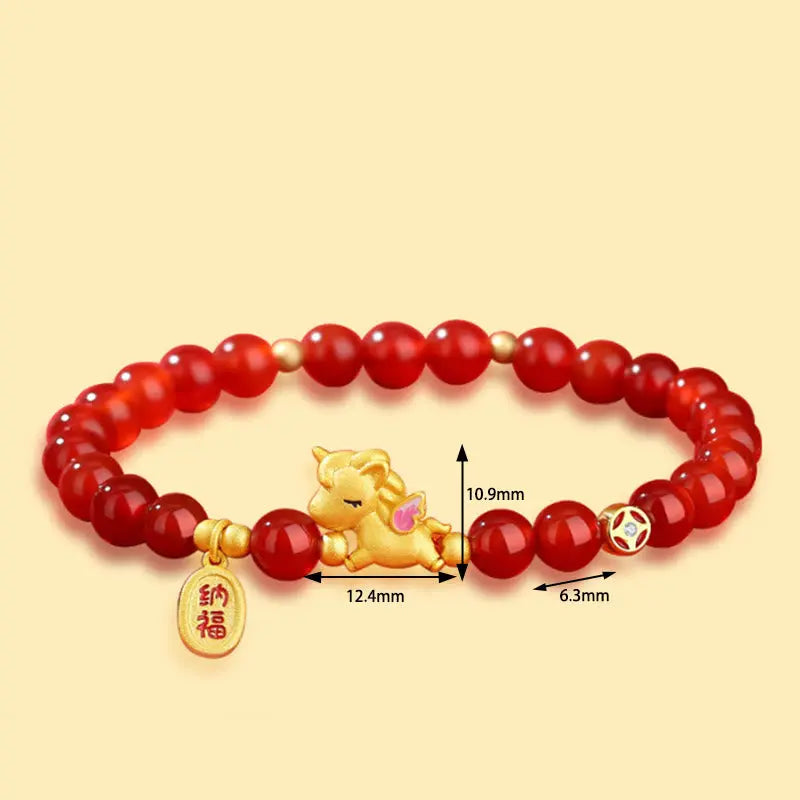 Buddha Stones 925 Sterling Silver Year Of The Horse Red Agate Lucky Fortune Confidence Bracelet Fortune Jewel