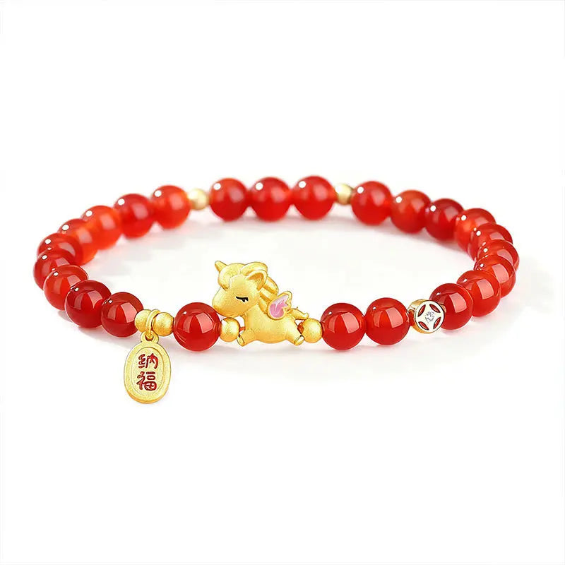 Buddha Stones 925 Sterling Silver Year Of The Horse Red Agate Lucky Fortune Confidence Bracelet Fortune Jewel