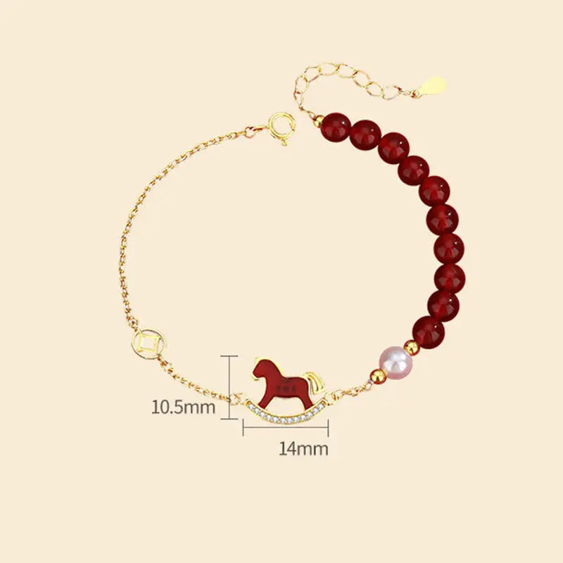 Fortune Jewel 925 Sterling Silver Year Of The Horse Design Red Agate Confidence Earrings - Fortune Jewel