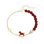 Fortune Jewel 925 Sterling Silver Year Of The Horse Design Red Agate Confidence Earrings - Fortune Jewel