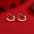 Fortune Jewel 925 Sterling Silver Year Of The Horse Design Red Agate Confidence Earrings - Fortune Jewel