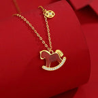 Fortune Jewel 925 Sterling Silver Year Of The Horse Design Red Agate Confidence Earrings Fortune Jewel
