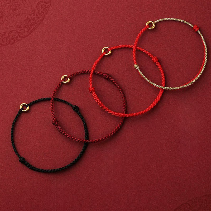Fortune Jewel Small Peace Buckle Braided String Adjustable Connection Bracelet Anklet - Fortune Jewel