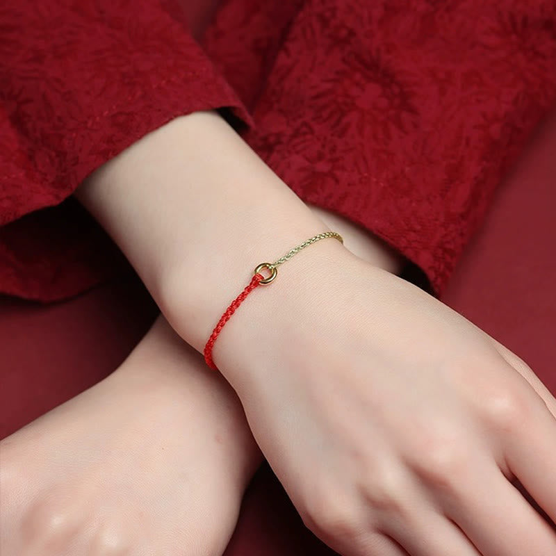 Fortune Jewel Small Peace Buckle Braided String Adjustable Connection Bracelet Anklet - Fortune Jewel