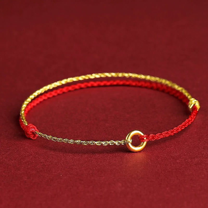 Fortune Jewel Small Peace Buckle Braided String Adjustable Connection Bracelet Anklet - Fortune Jewel