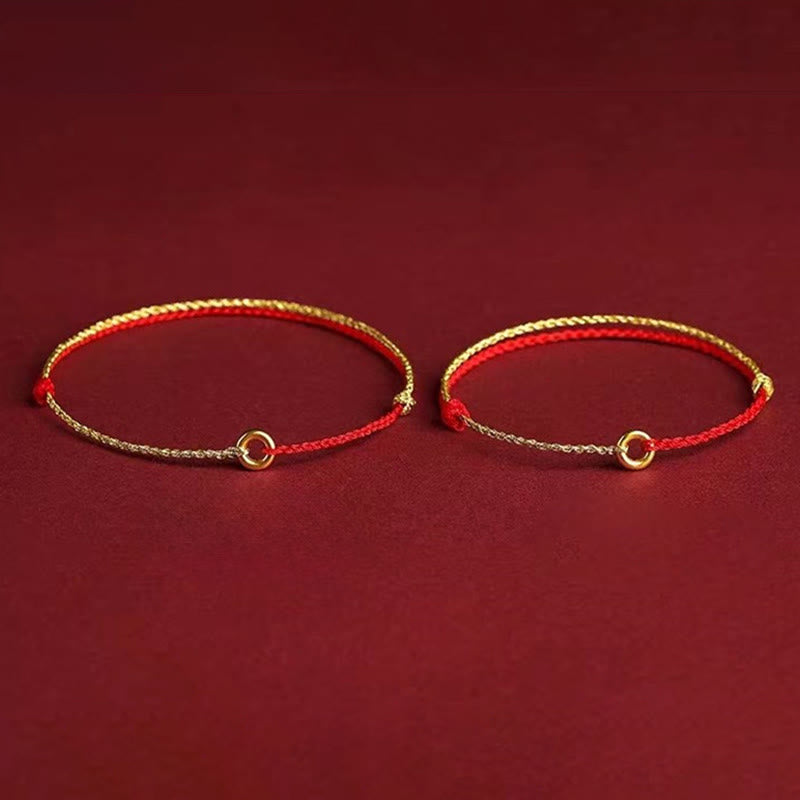 Fortune Jewel Small Peace Buckle Braided String Adjustable Connection Bracelet Anklet - Fortune Jewel
