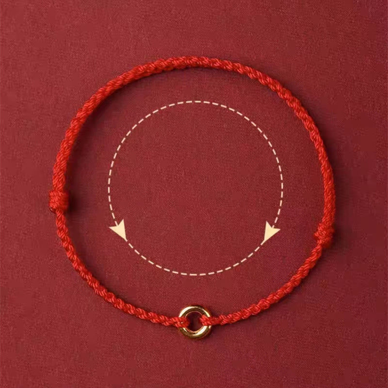 Fortune Jewel Small Peace Buckle Braided String Adjustable Connection Bracelet Anklet - Fortune Jewel