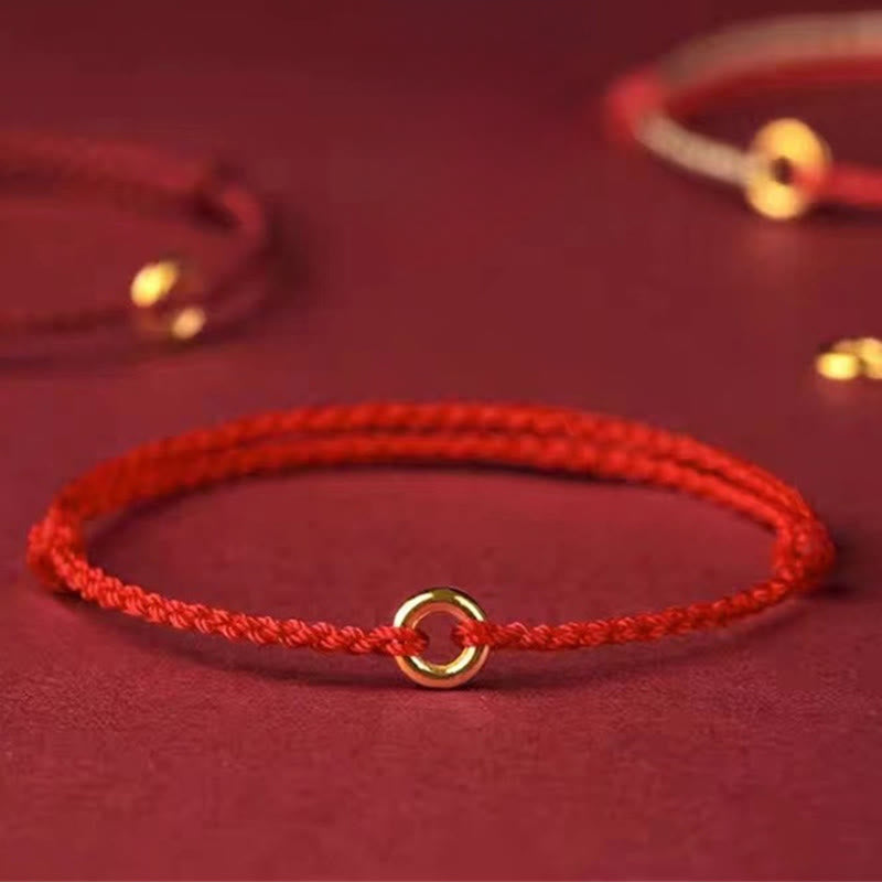 Fortune Jewel Small Peace Buckle Braided String Adjustable Connection Bracelet Anklet - Fortune Jewel