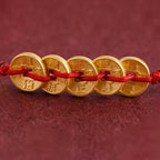 Fortune Jewel Five Copper Coins Design Braided String Protection Bracelet Anklet - Fortune Jewel