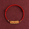 Fortune Jewel Five Copper Coins Design Braided String Protection Bracelet Anklet - Fortune Jewel