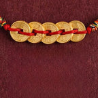 Fortune Jewel Five Copper Coins Design Braided String Protection Bracelet Anklet - Fortune Jewel