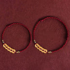 Fortune Jewel Five Copper Coins Design Braided String Protection Bracelet Anklet - Fortune Jewel