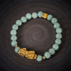 Fortune Jewel Golden Pi Xiu Charm Jade Luck Prosperity Beaded Bracelet - Fortune Jewel