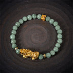 Fortune Jewel Golden Pi Xiu Charm Jade Luck Prosperity Beaded Bracelet - Fortune Jewel