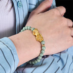 Fortune Jewel Golden Pi Xiu Charm Jade Luck Prosperity Beaded Bracelet - Fortune Jewel