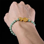 Fortune Jewel Golden Pi Xiu Charm Jade Luck Prosperity Beaded Bracelet - Fortune Jewel